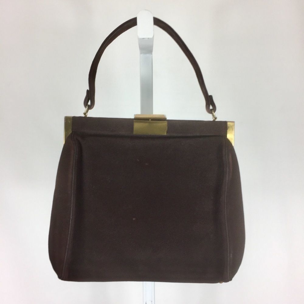 Vintage Mayer NY 1950s Handbag Purse Brown Suede